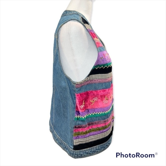 Vintage 90s Y2K Susan Bristol Casuals Embroidered and Beaded Jean Vest Size S - Picture 3 of 10